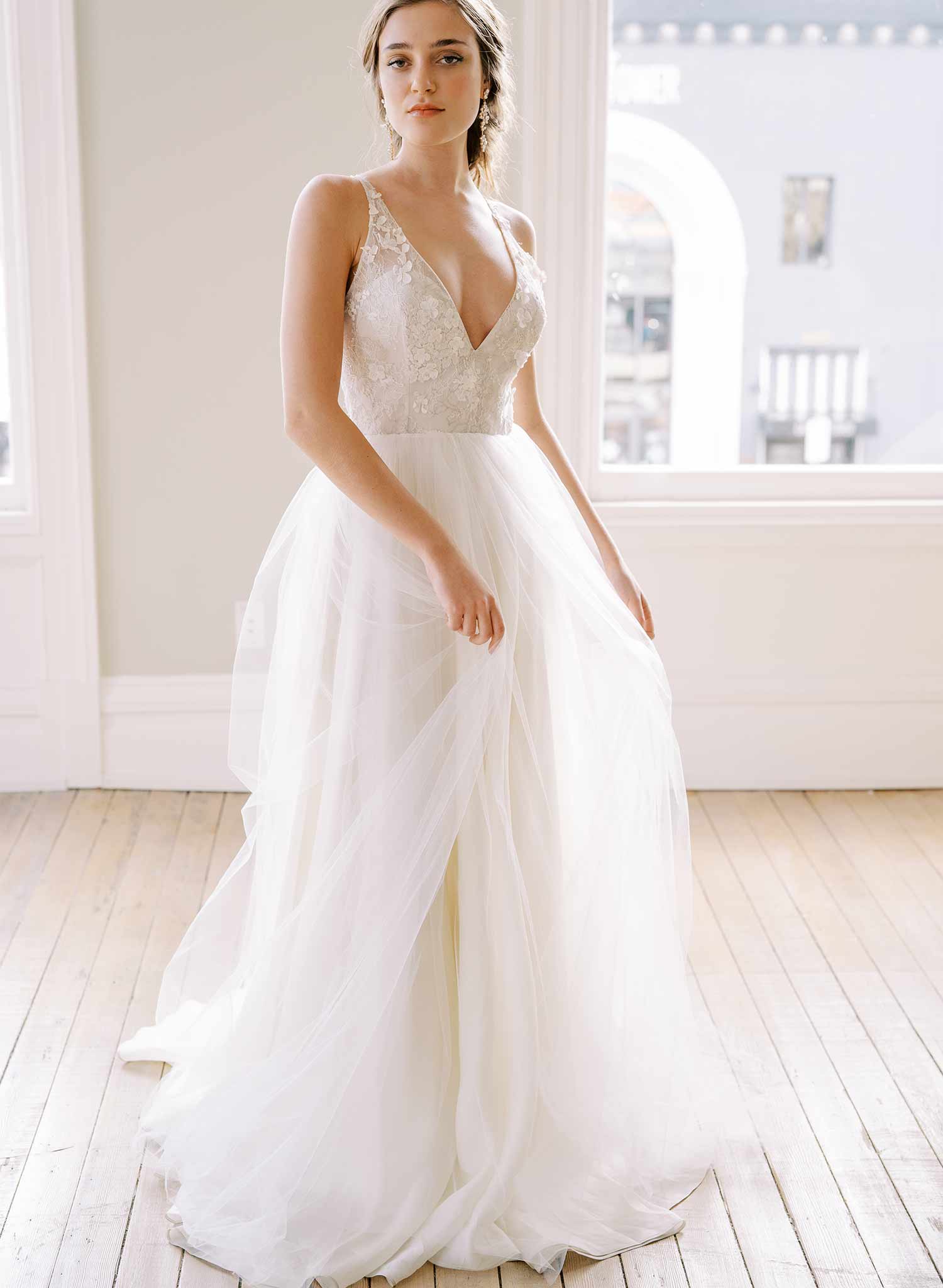 V-Neck Sleeveless Tulle Floor Length Evening Dress Prom Dress – Pgmdress